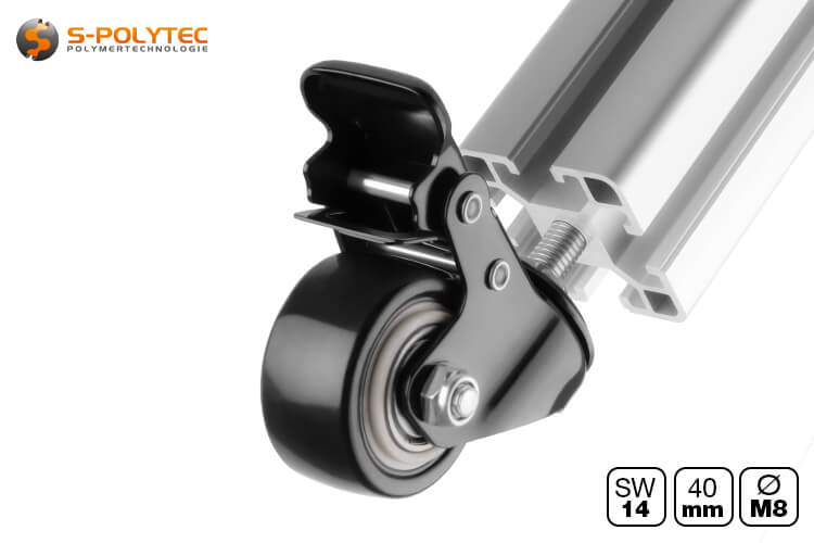 The 8mm thread makes the castor suitable for our 30x30mm or 40x40mm construction profiles