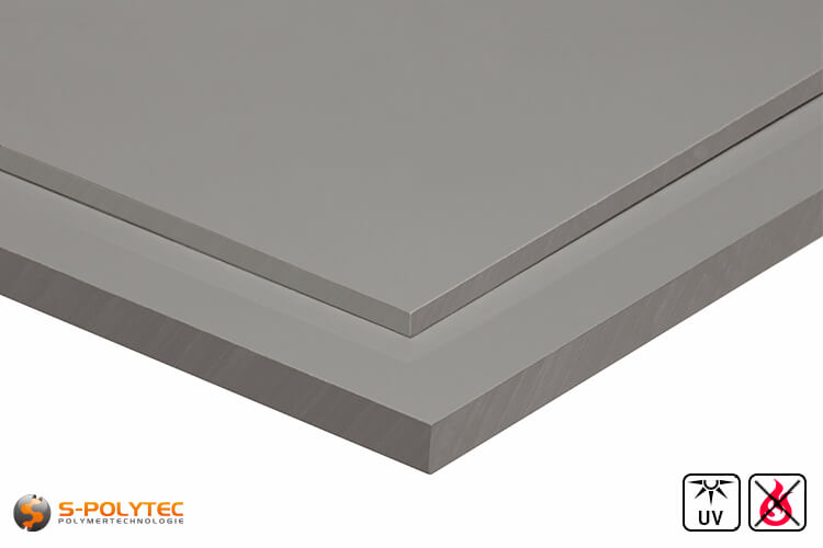 PVC sheets lightgrey hard PVC (PVCU) from 3mm to 30mm thickness - detailed view