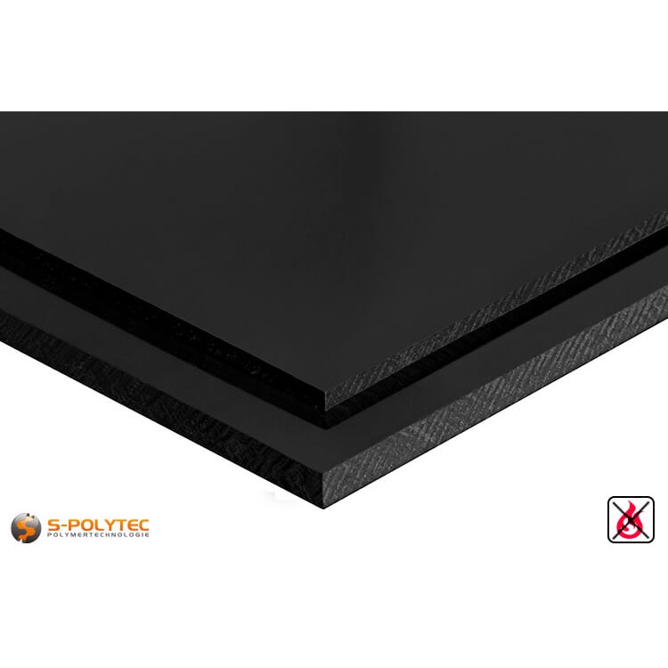 PVC sheets black hard-PVC (PVCU) from 1mm to 40mm thickness - detailes view