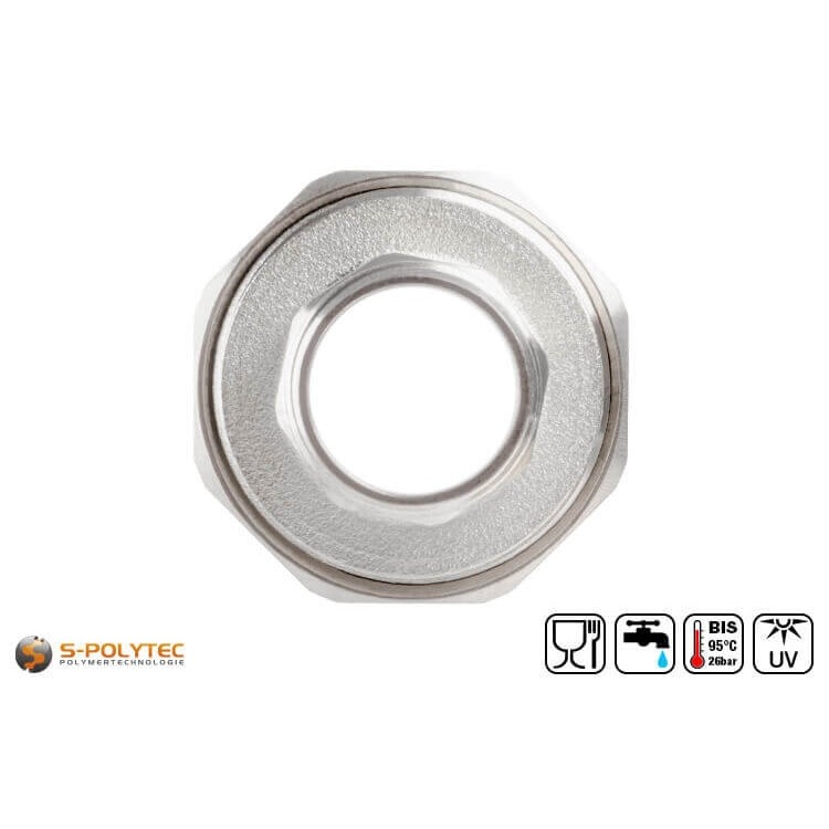 Aqua-Plus PP-R screw coupling in white for PP-R pipes in various sizes with screwable male thread