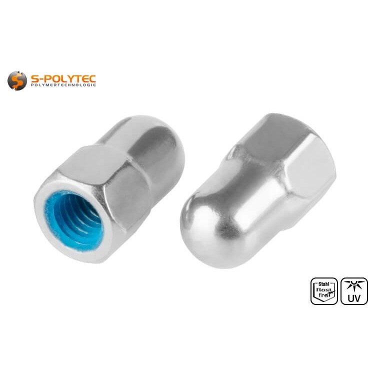  The cap nuts are manufactured according to the DIN 1587 standard and are made of corrosion-resistant A2 steel