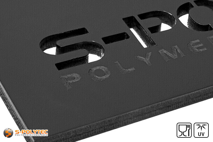 Parts in lasercut from PE-HD (polyethylene) in black from 2mm - 10mm thickness