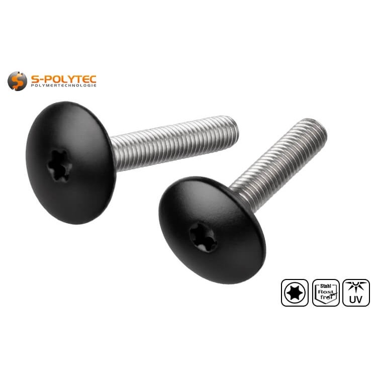 M5 Balcony Bolt made of stainless steel for cap nuts or threaded sleeves with head painting in deep black (RAL9005)