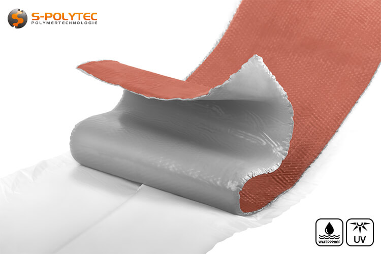 EPDM sealing tape in red with extra-strong self-adhesive properties as a lead substitute for building waterproofing