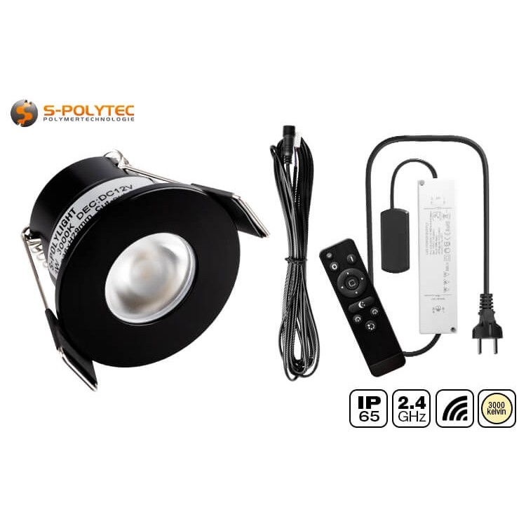 The 3W outdoor LED spotlights in warm white (3000 Kelvin) are available in black
