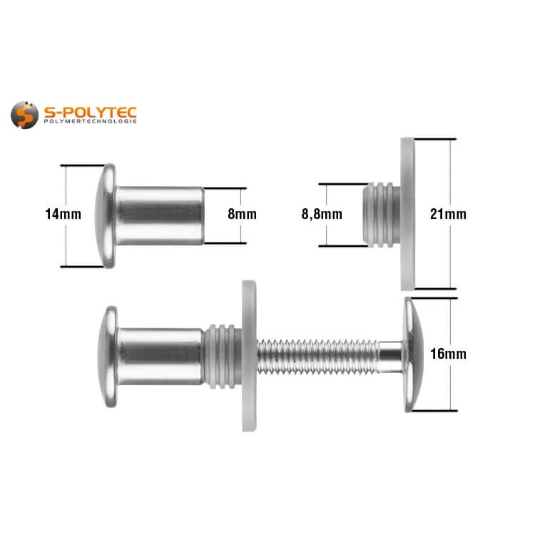 The set contains a balcony screw in the desired length with a threaded sleeve made of A2 steel and a spacer sleeve made of PE.