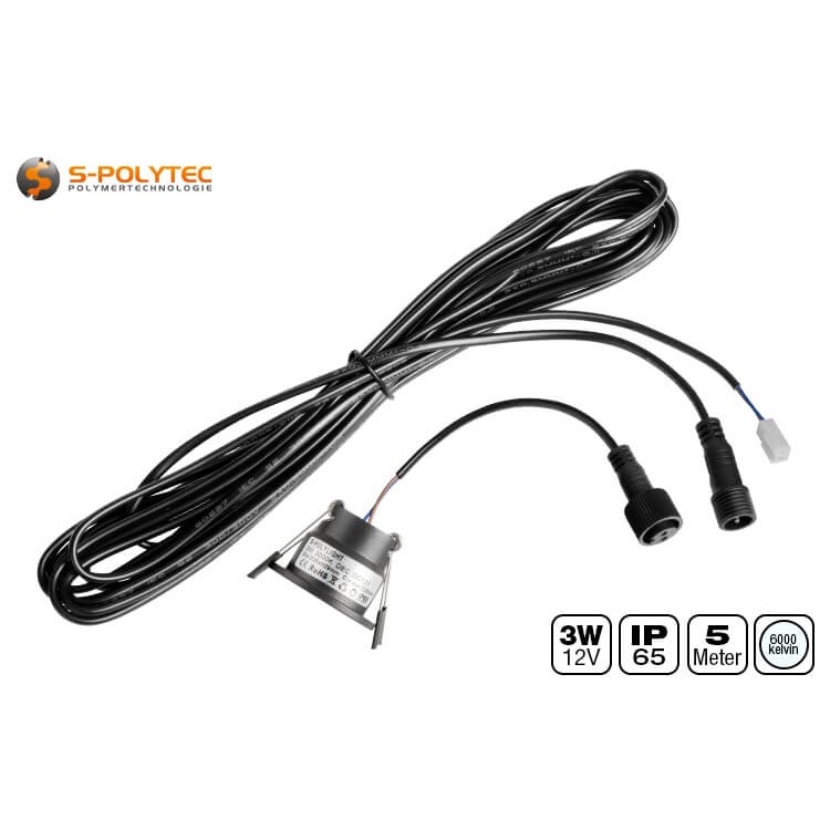 The 5-metre connection cable (included) with screw connectors is dustproof and waterproof