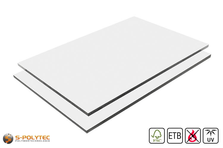 HPL sheet RAL9016 traffic white low flammability with ETB fall protection in 6mm and 8mm