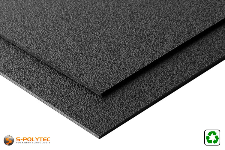 ABS board black with grain from recycled material in 2x1 meter format