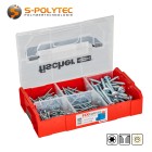 fischer FIXtainer dowel screw box - 210 dowel screws for dowels in Ø 6mm, Ø 8mm and Ø 10mm in the L-BOXX Mini