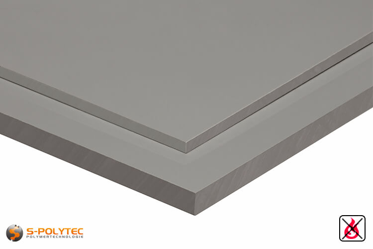 PVC sheets lightgray hard-PVC (PVCU) from 1mm to 30mm thickness - detailes view