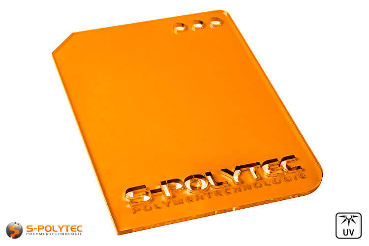 Acrylic glass orange transparent in lasercut