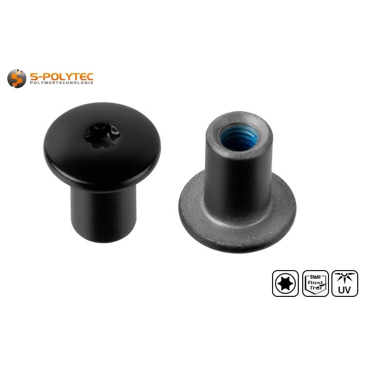 The black threaded sleeve with a head diameter of 14mm has a Torx drive in size T20 (ISR20)