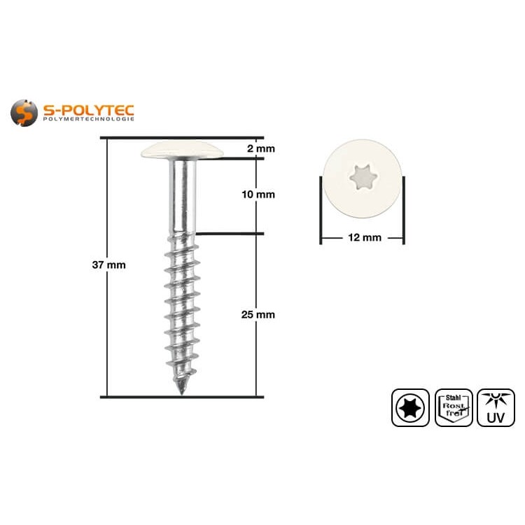 The screw head is painted in Pure White and approved for ventilated facade systems with Trespa® Meteon® FR