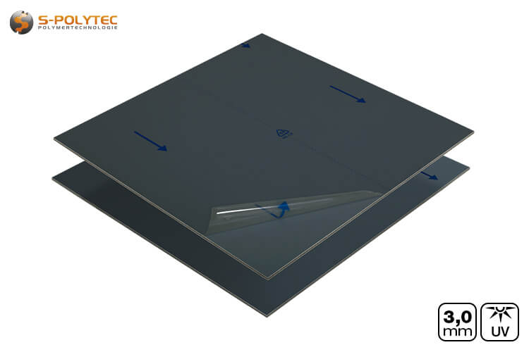 Aluminium composite panels with one-sided matt / glossy surface