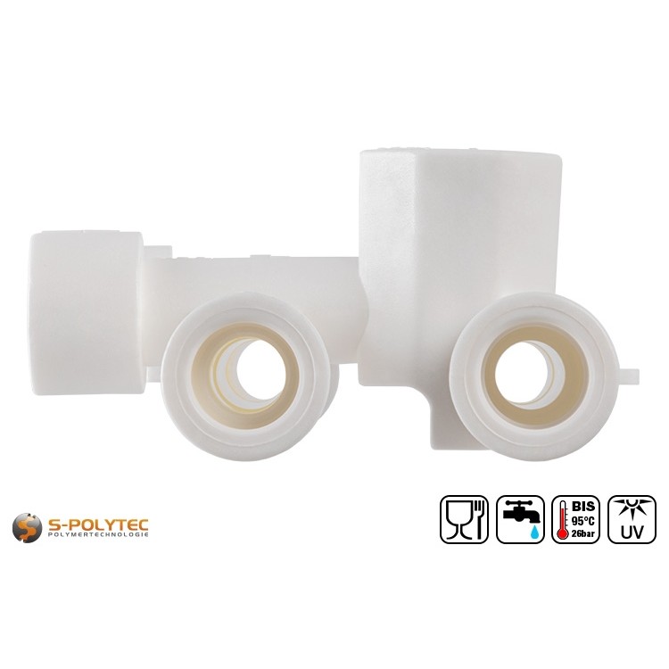 The Aqua-Plus PP-R surface-mounted fitting mounting unit 20mmx1/2 inch is suitable for PP-R pipes with Ø20mm