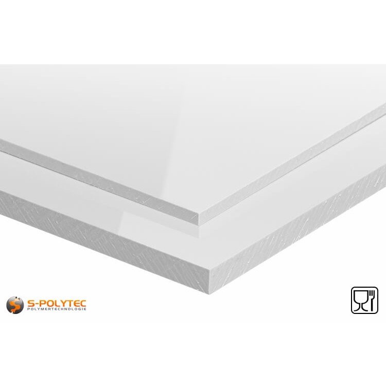Polypropylene sheets (PP-H) white (similar to RAL9016) in thicknesses from 10mm - 20mm as standard-sized sheet - detailed view