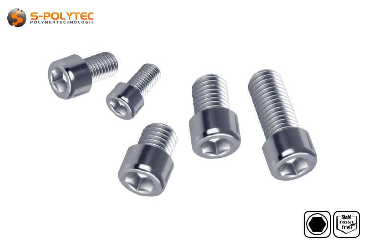 Cylinder head screw with internal hexagon made of rustproof stainless steel with M5, M6 or M8 thread