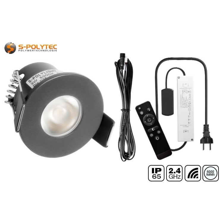 The 3W outdoor LED spotlights in cool white (6000 Kelvin) are available in sets of 4 to 12 spotlights