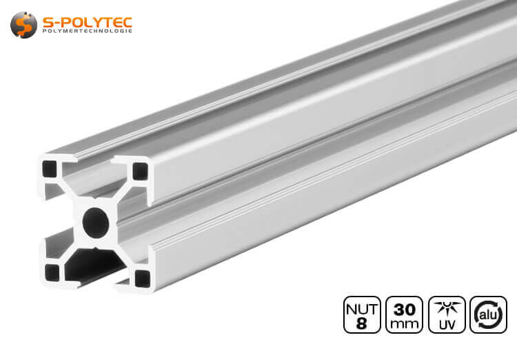Our silver construction profiles 30x30 groove 8 can be combined with all system profiles type I