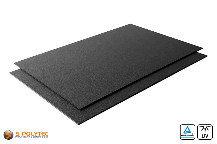 Black ASA/ABS (similar to RAL9005, jet black) as standard panel 2000mmx1000mm of 2mm and 4mm thickness