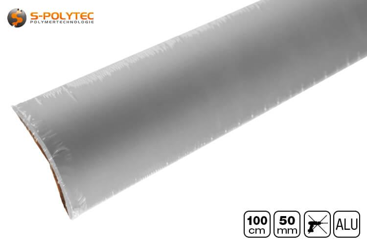 The 50mm floor profiles are individually shrink-wrapped to protect the smooth, matt aluminium surfaces