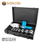 The Högert socket welding machine in a case contains pipe adapters in sizes DN16, DN20, DN25, DN32, DN40, DN50, and DN63