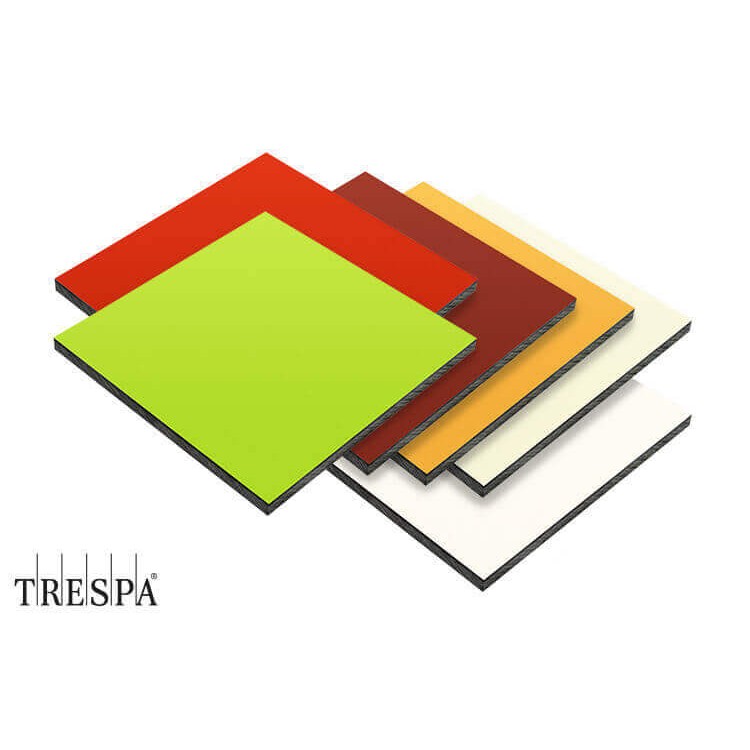 Trespa® Meteon® FR UNI COLOURS HPL panels in various colours with surface decor on both sides 