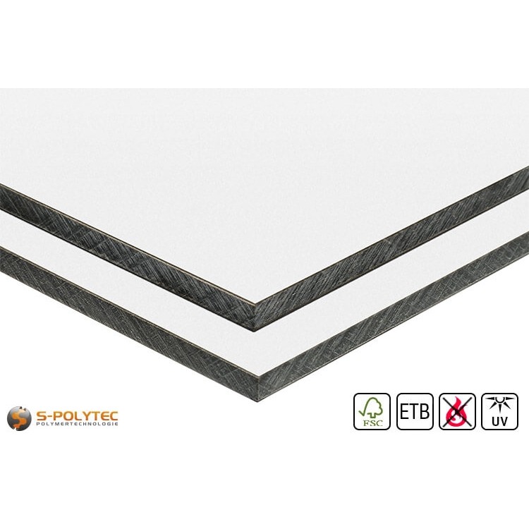 HPL panel RAL 9016 in custom cut (low flammability, ETB-admission)