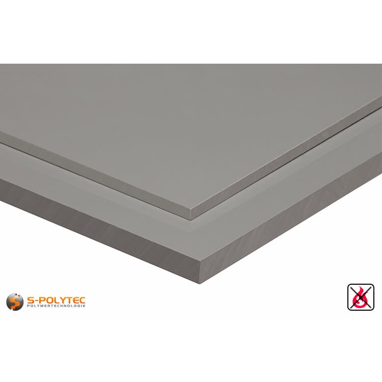PVC sheets lightgray hard-PVC (PVCU) from 1mm to 30mm thickness - detailes view