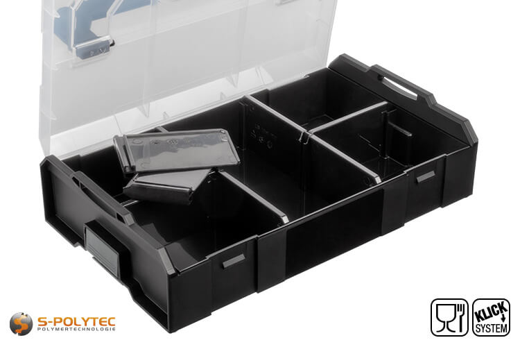 The dividers of the L-BOXX Mini allow variable compartment division in 36 different variants