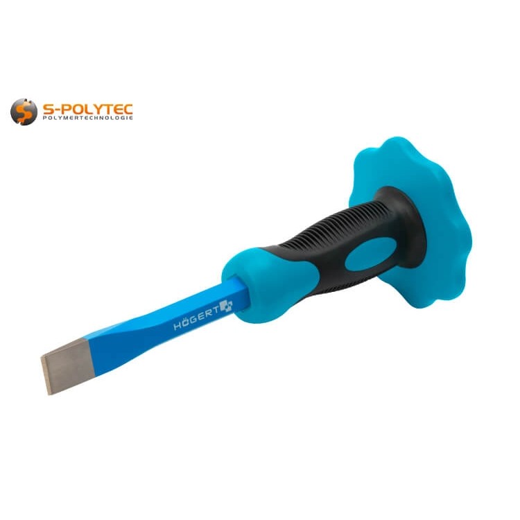 The flat chisel with a blade width of 19 mm has a solid 16 mm hexagonal shank