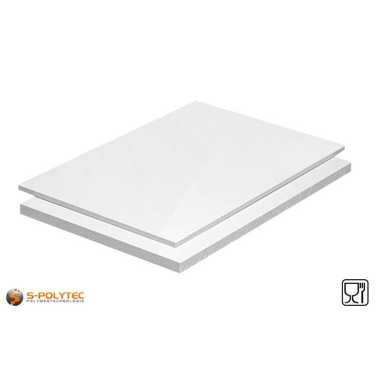 Polypropylene sheets (PP-H) white (similar to RAL9016) in thicknesses from 10mm - 20mm as standard-sized sheet with 2x1meter