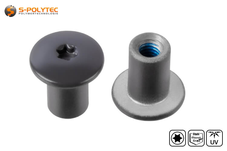The anthracite grey threaded sleeve with a head diameter of 14mm has a Torx drive in size T20 (ISR20)