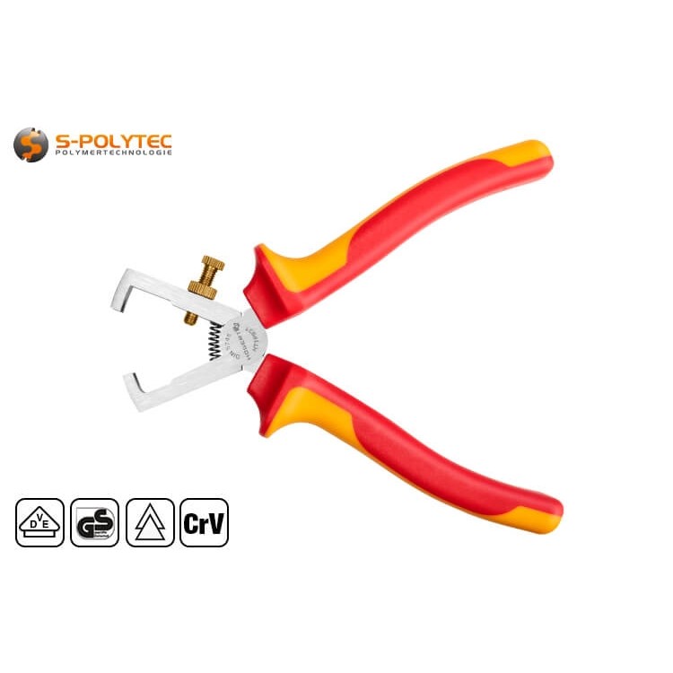 The VDE wire strippers have an infinitely variable adjusting screw and an opening spring