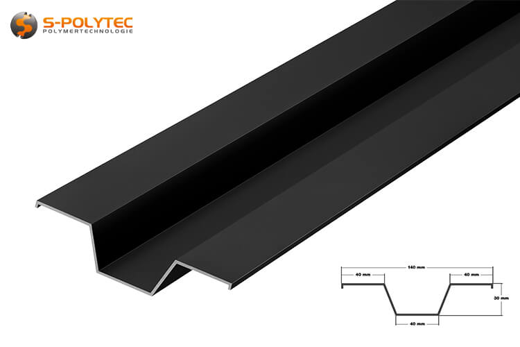 Black anodised aluminium V-profiles for substructures for facade claddings