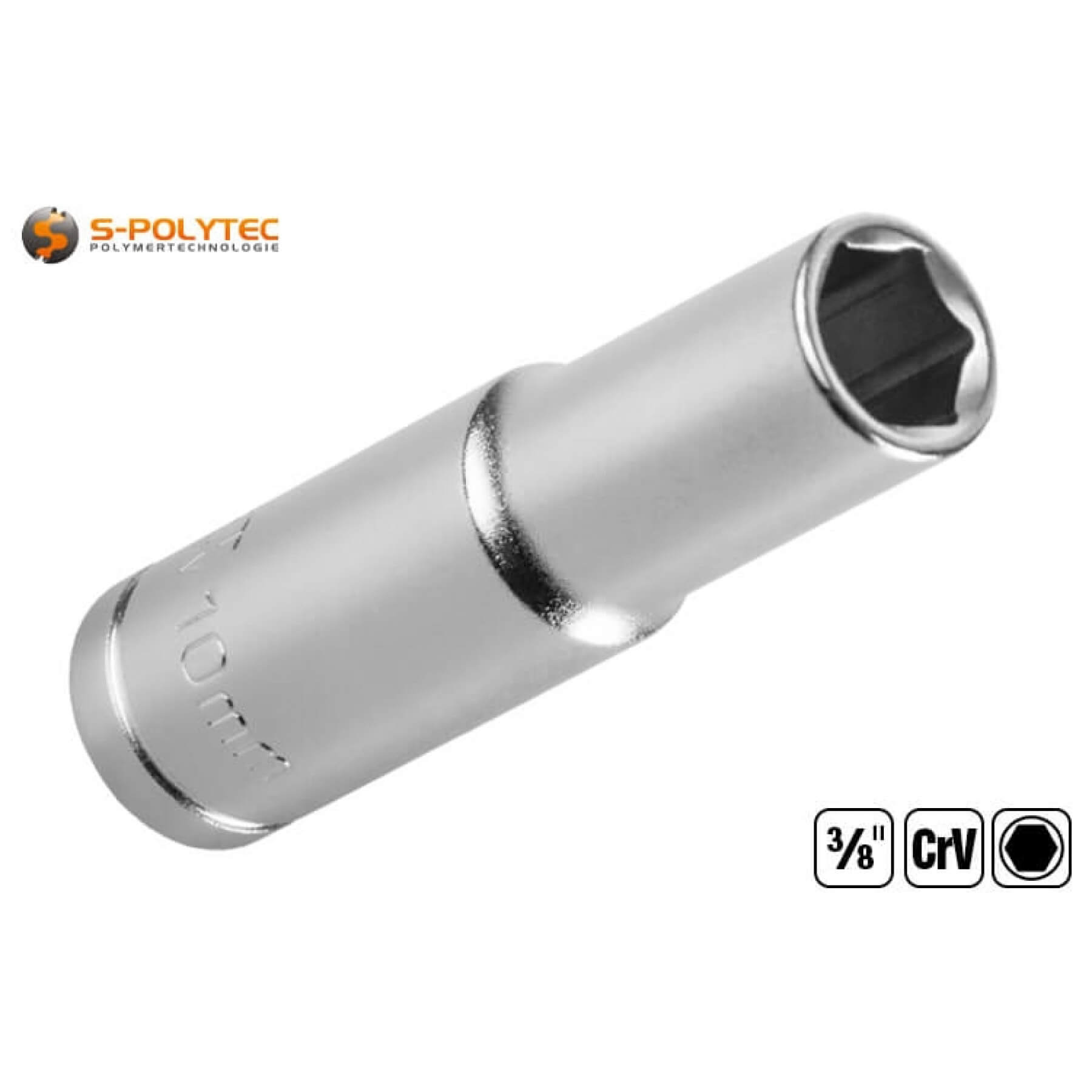 Socket with hexagon socket made of chrome vanadium steel for metric hexagon screws and nuts