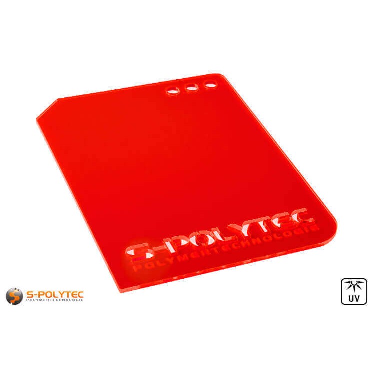 Acrylic glass red fluorescent (Lasercut)