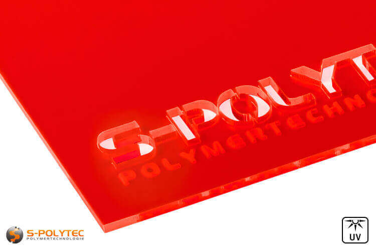 Acrylic glass red fluorescent (Lasercut)