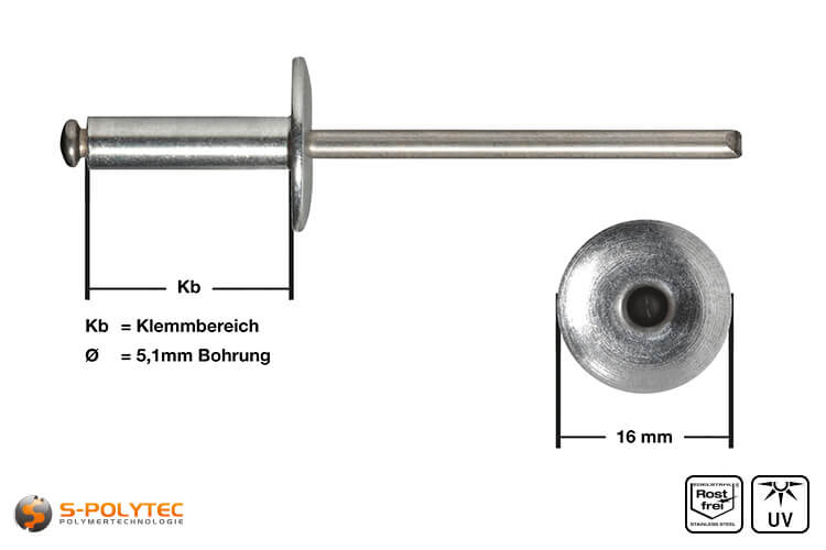 Facade rivets aluminium (unpainted)