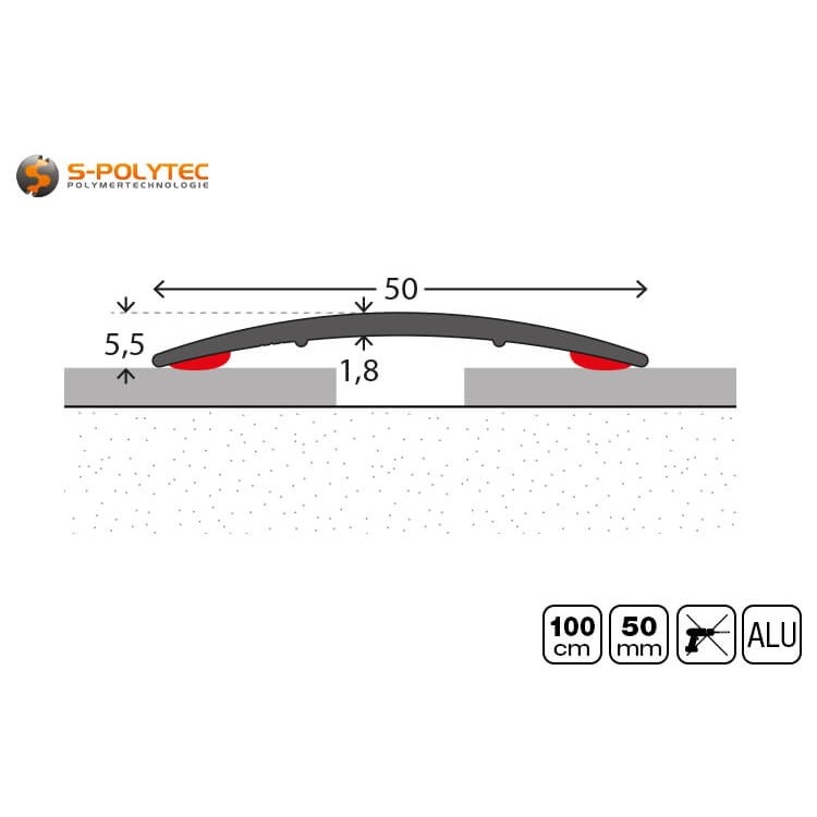 The double-sided adhesive surface adheres extremely well to all common indoor floor coverings