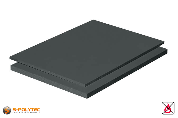 PVC sheets darkgray hard-PVC (PVCU) from 1mm to 50mm thickness as standard-size-sheet 2x1m