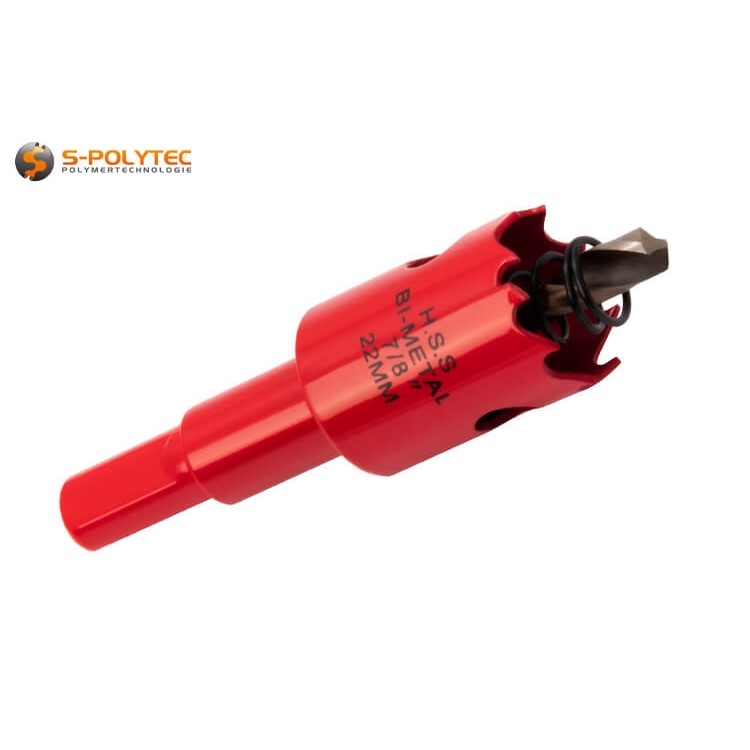 Our 22mm hole saw made of cobalt-alloyed HSS bi-metal for precise cutting performance