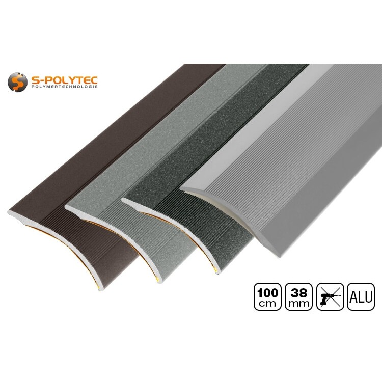 The self-adhesive aluminium adjustment profiles are optionally available in silver, anthracite metallic, grey metallic or bronze metallic
