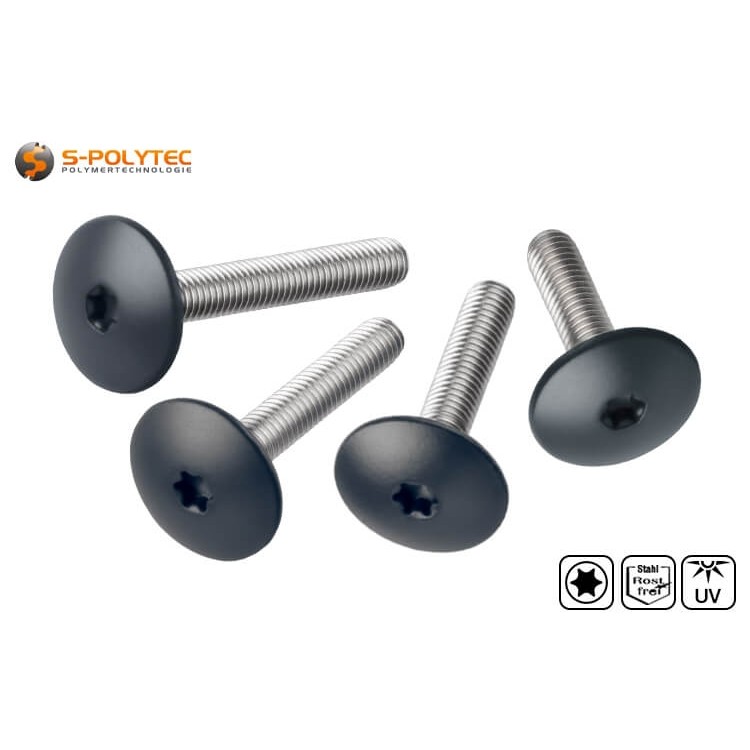 M5 Balcony Bolt made of stainless steel for cap nuts or threaded sleeves with head lacquering in anthracite (RAL7016)