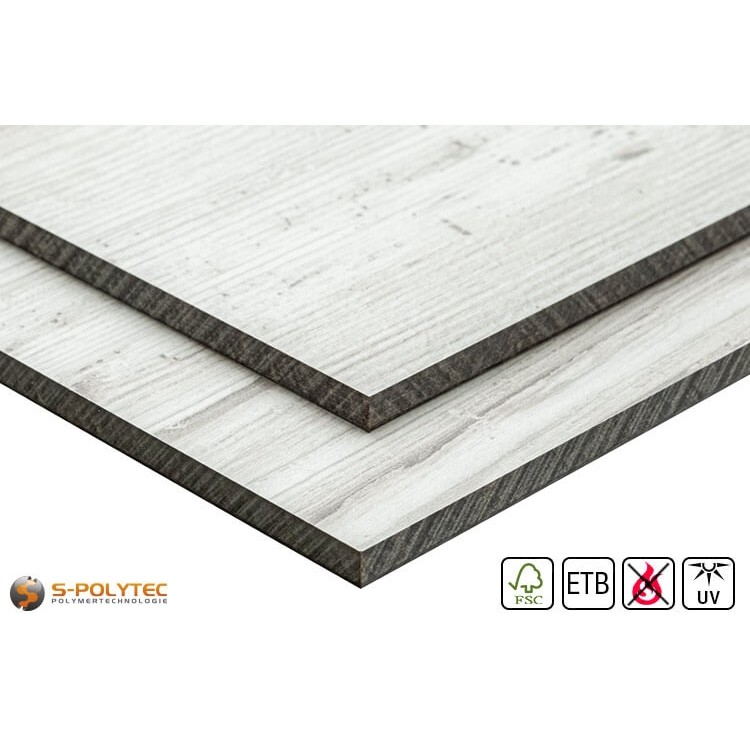 HPL sheets vintage look (oak white) in custom cut made to measure