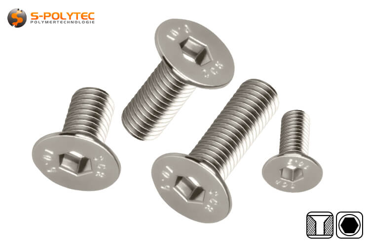 Countersunk head screw with internal hexagon made of nickel-plated carbon steel at the best prices in different sizes