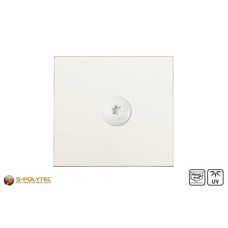 HPL screw on a cream white hpl sheet