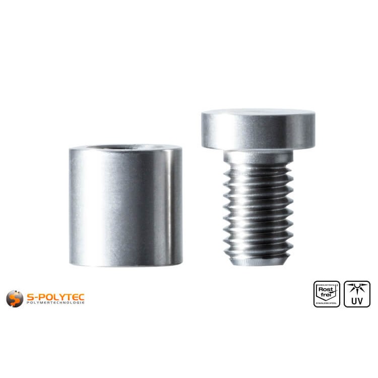 Spacer and screwable cover cap 13x13mm made fo stainless steel