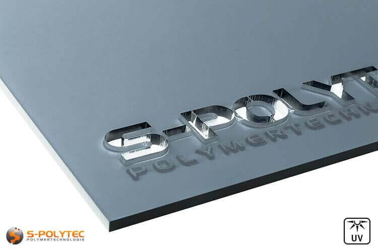 Acrylic sheets grey tintet in lasercut